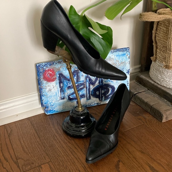 Walter Steiger Red Logo Vintage Designer Handmade Italian Leather Pumps Sz 38.5 - Picture 3 of 15